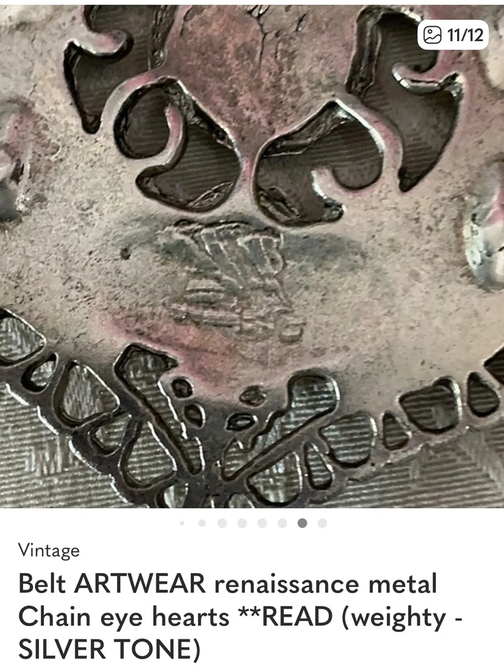 Vintage belt metal heavy - estate item - rare find - silver tone - adjustable **